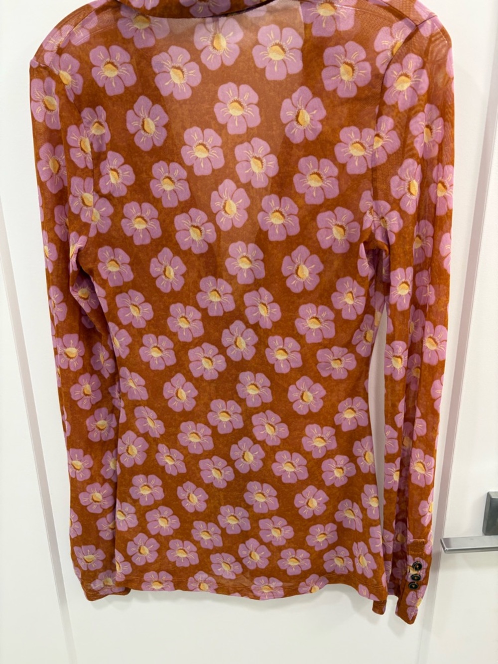Free People Floral Mesh Lucky Shirtee Retro Button Down Size Medium - Picture 8 of 10